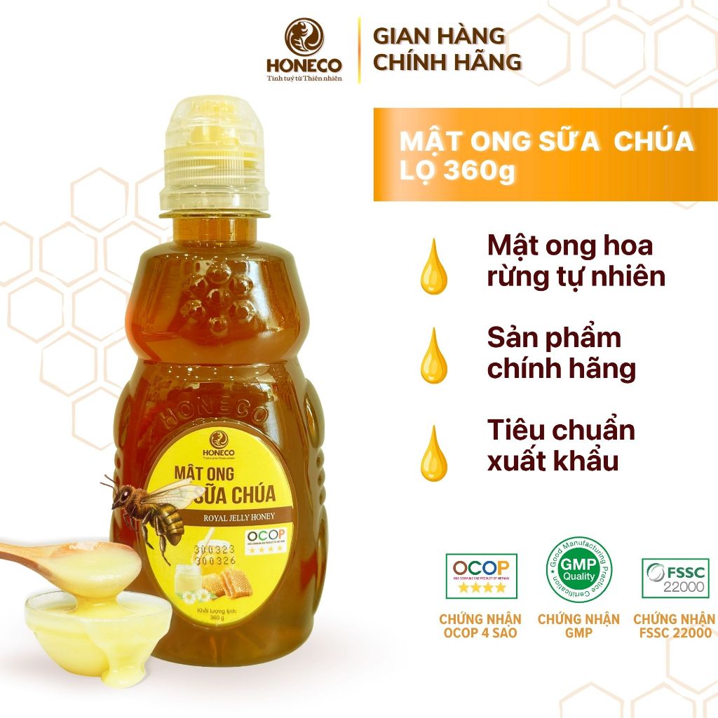 Mật ong Sữa Chúa HONECO 360g - OCOP 4 SAO