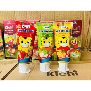Combo 3 lọ kem đánh răng 3 vị kichi nuốt được 60gr cho bé trên 18 tháng