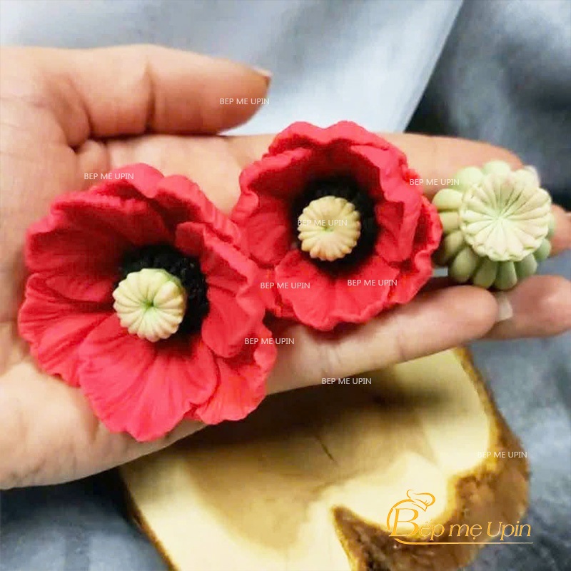 Khuôn silicon sét 3 khuôn hoa anh túc hoa MAC