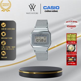 Đồng Hồ Điện Tử Unisex Casio A700WM-7ADF Dây Kim Loại Không Gỉ Mặt Kính Khoáng 35.5mm Chống Nước Chính Hãng