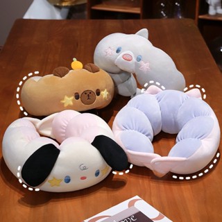 Gối kê cổ văn phòng chữ u thú bông con sâu có nút bấm chắc chắn gối êm ái lông mịn