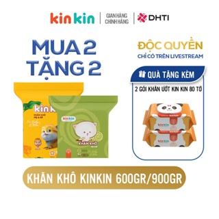   MUA 2 TẶNG 2  MUA 2 túi khăn khô đa năng KinKin 600gr 900gr TẶNG 2 gói khăn ướt Kinkin 80 tờ không mùi gấu cam 