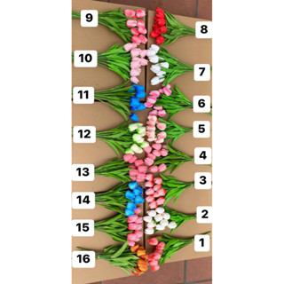 10 bông hoa tulip giả decor nhiều màu cao su siêu mềm
