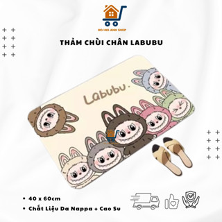 Thảm Thấm Hút, Thảm Lau Chân Hình Labubu Hottrend Mặt Cao Su Chống Trơn Trượt 40x60cm