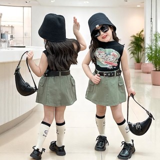   10-38kg  Set áo thun cotton chân váy kaki SOFIA quần áo cho bé gái điệu đà xinh xắn BE159 