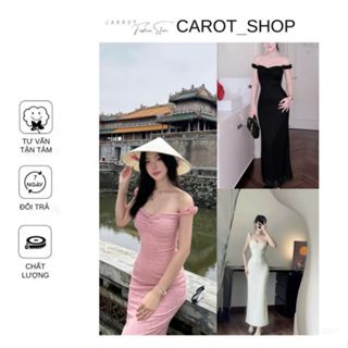    XẢ KHO   Đầm ôm body trễ vai ren hoa nổi mặc đi biển dạo phố tiệc tùng sang chảnh by CarrotShop 