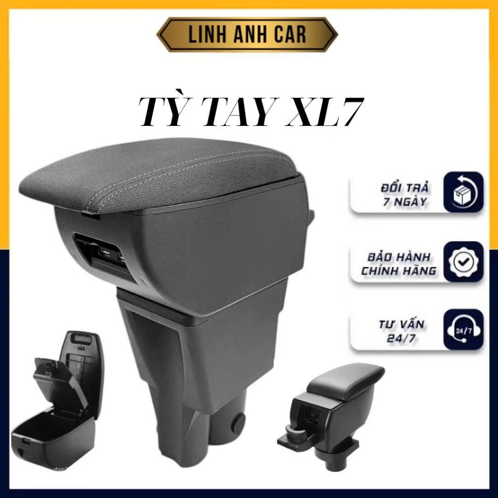TỲ TAY XL7 LINH ANH CAR-HỘP TỲ TAY ERTIGA TÍCH HỢP CỔNG SẠC TIỆN LỢI, BỆ TAY XL7 NHỰA CAO CẤP BỌC DA