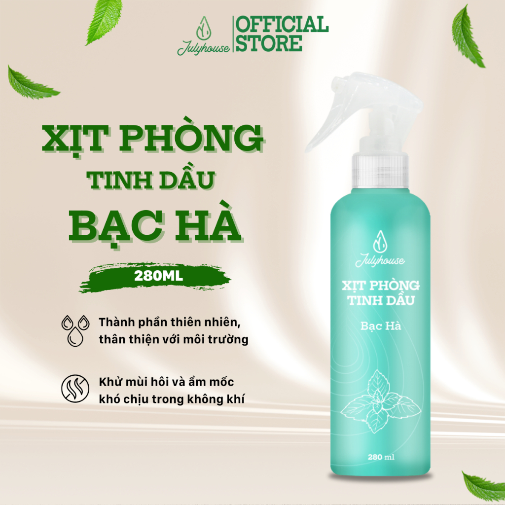 Bình xịt Phòng tinh dầu Bạc hà 280ml JULYHOUSE công dụng khử mùi thơm phòng the mát