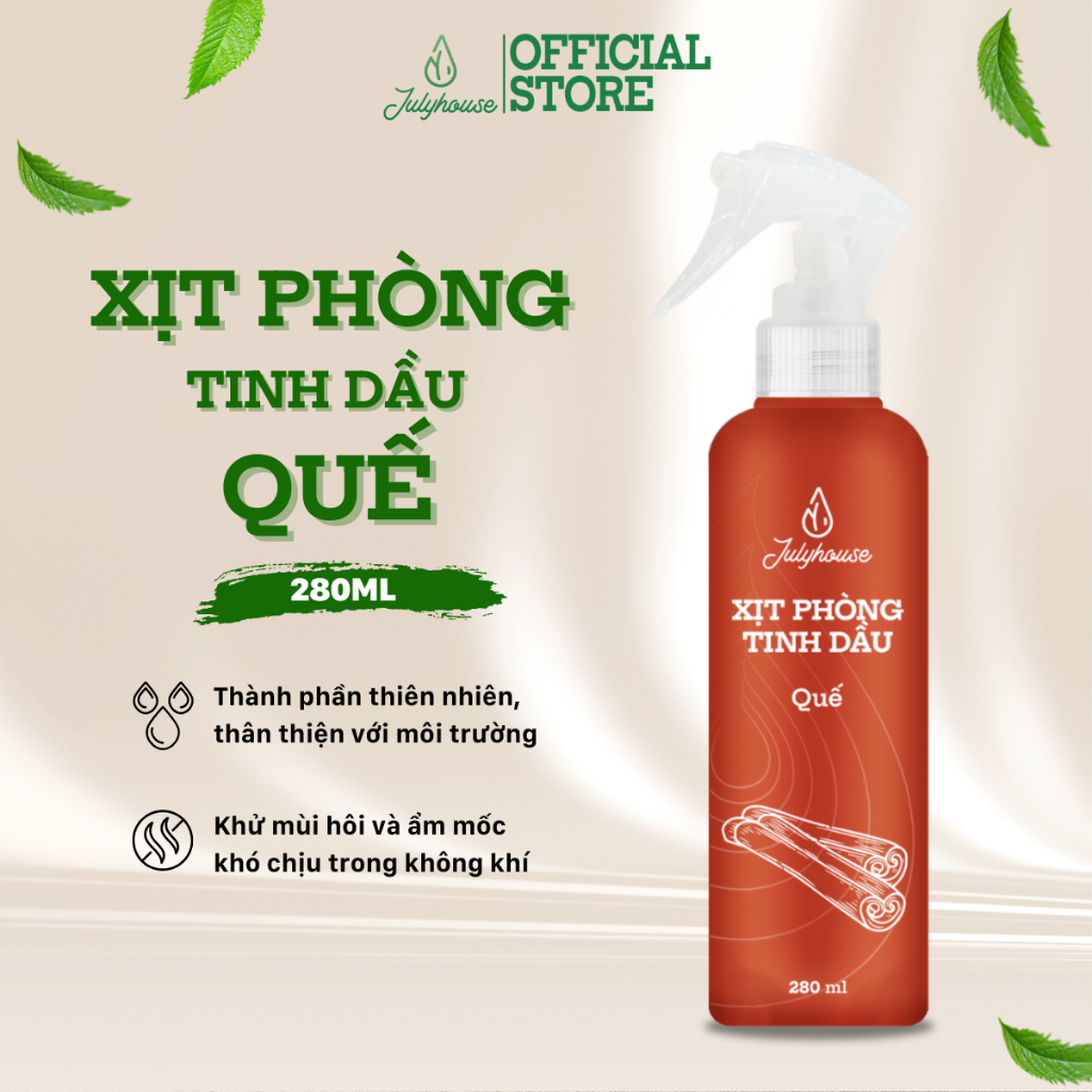 Bình xịt phòng tinh dầu quế JULYHOUSE 280ml hương thơm trầm ấm không gian