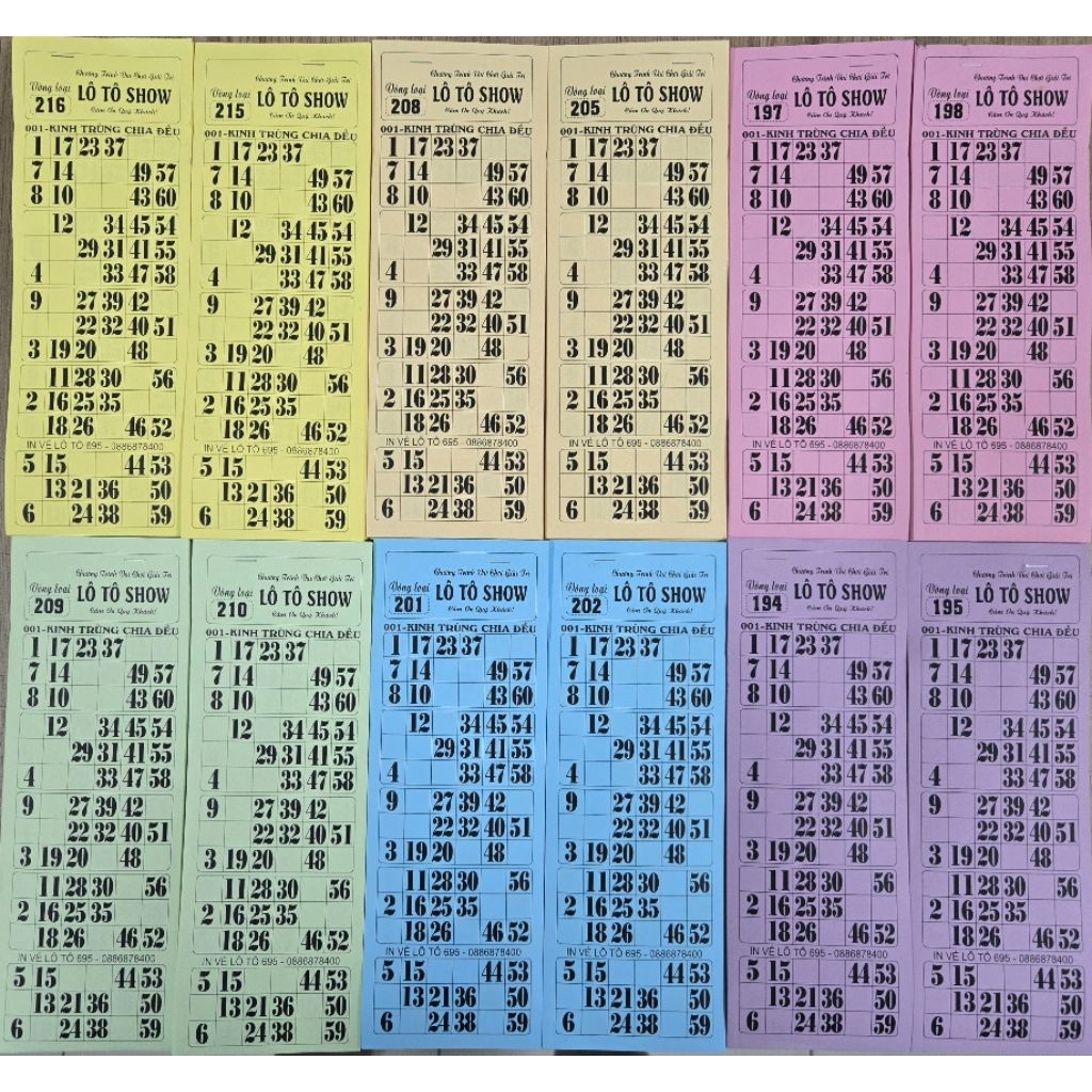 VÉ LÔ TÔ 60 SỐ - LỐC 160 VÉ LÔ TÔ - VÉ HỘI CHỢ - VÉ DÒ LÔ TÔ (LOTO)