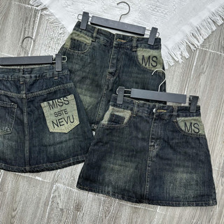   BIGSIZE85kg  Chân Váy Jean Nữ CALY Tạo Kiểu Thêu Chữ MS HOT 2025 cv bò ngắn có quần trong thêu chữ 