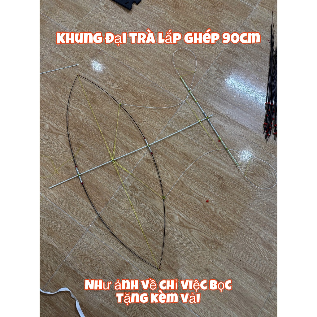Khung diều đại trà mini lắp ghép 90cm làm sẵn có tặng kèm vải về dán