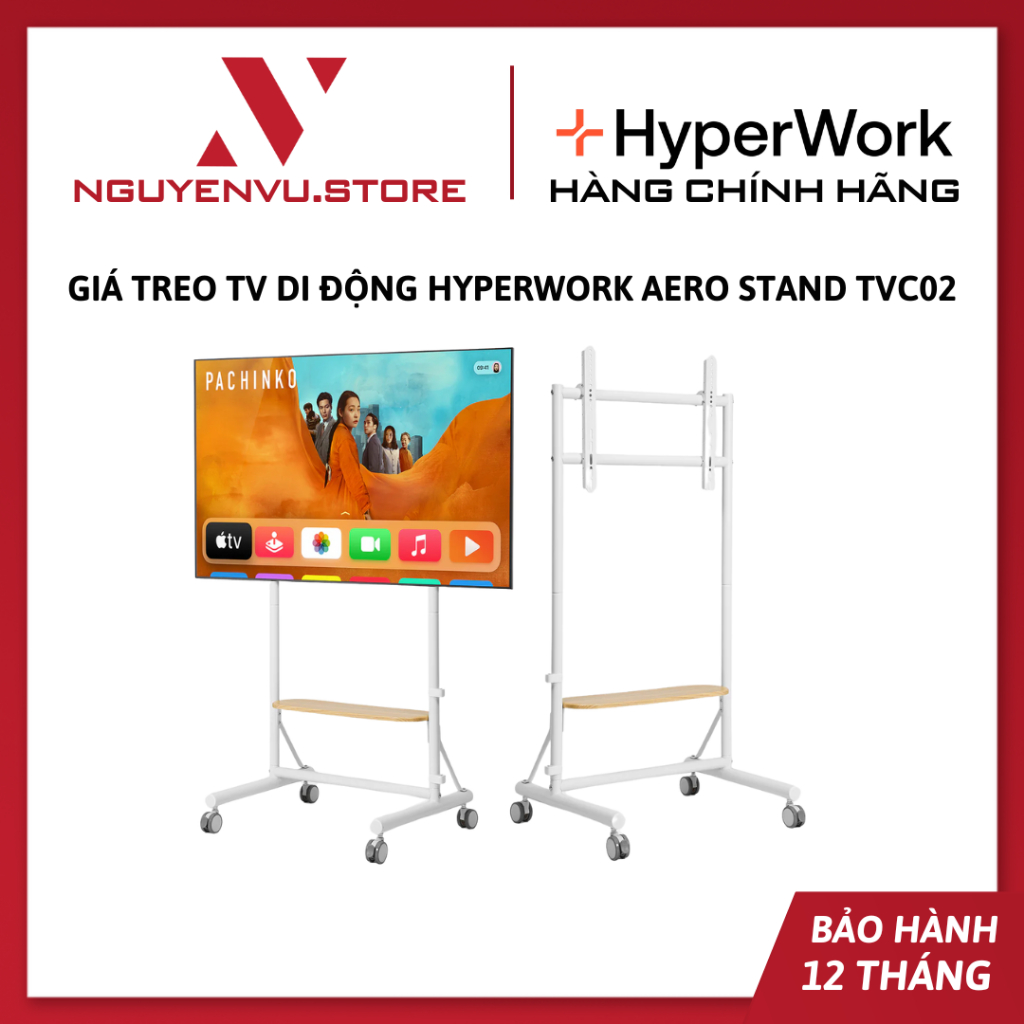 Giá treo TV di động Hyperwork Aero Stand TVC02 - Hỗ trợ TV 37-75 inch - Tải trọng 70kg - Hàng chính 