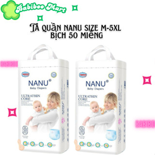 Tã quần Nanu bịch 50  miếng size M - 5XL form bo mông