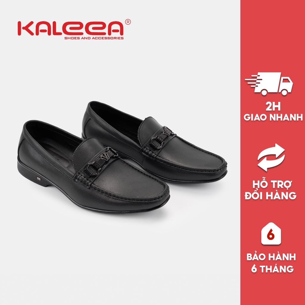 [GIÀY NAM HOẠ TIẾT V] Giày Lười Nam Kaleea IS93 Đế 2cm -  Phối Khoá Kim Loại Sang Trọng, Da Xịn