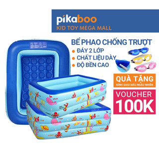 Bể bơi cho bé, Phao bơi trong nhà cao cấp Pikaboo 2-3 tầng đáy 2 lớp chống trượt