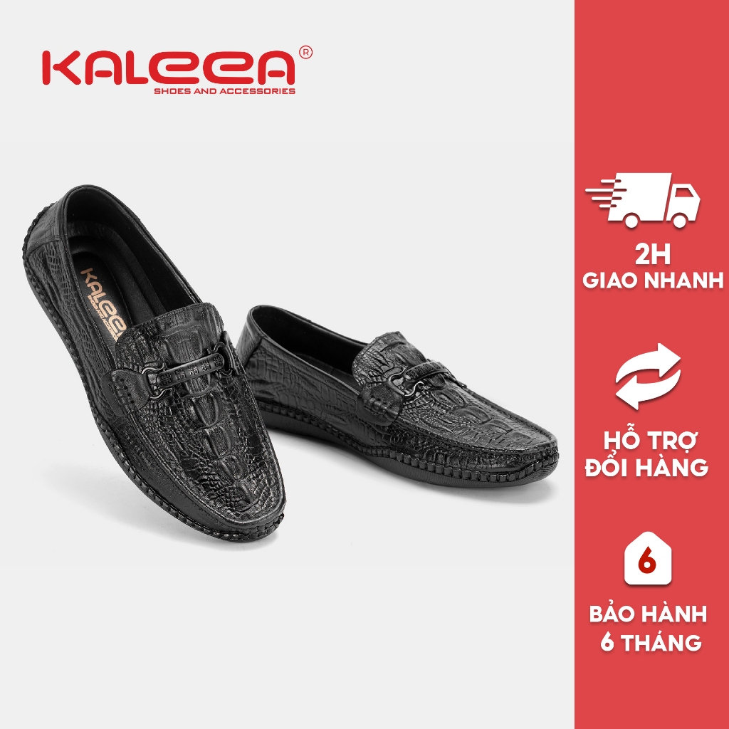 Kaleea IS60 - Giày nam da bò dập vân cá sấu cao 2p (Mặt trang trí giày ngẫu nhiên)