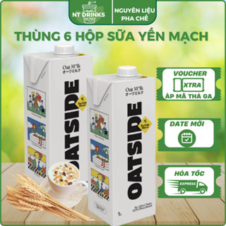 Thùng 6 hộp sưa yến mạch oatside, sữa oatside không đường hộp 1l, sữa hạt oatside NT DRINKS