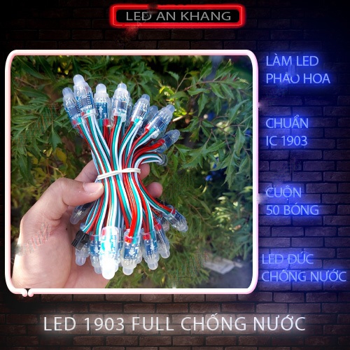 Led đúc IC 1903 full màu sắc dây 50 bóng chuyên làm led pháo hoa, quảng cáo, trang trí