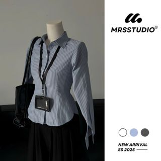 Áo Somi Nữ Kẻ Sọc MRSSTUDIO  Thắt Eo MRA170G  Mềm Mại Mẫu Mới SS 2025 New Arrival SS 2025
