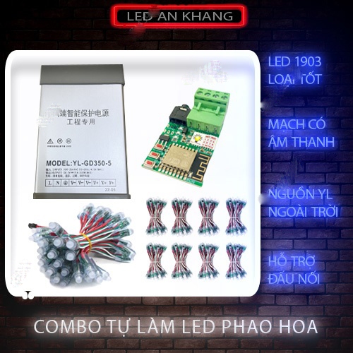 Combo LED Pháo hoa tự làm gồm mạch pháo hoa, nguồn 5v70a và led ic 1903