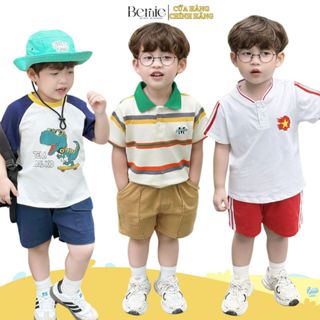 Set đồ đi chơi tổng hợp cho bé trai sành điệu phong cách hàn quốc áo thun kèm quần 1 đến 7t BERNIE