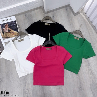 ÁO THUN CỔ VUÔNG TAY CỘC DÁNG CROPTOP ÔM MS11528