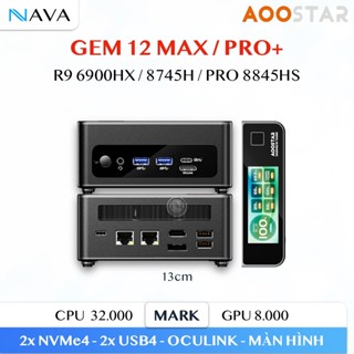 Mini PC AooStar GEM 12 Pro Max R7 8845HS 8745HS Gem12 Màn LCD, Oculink AMD Radeon 780M Tiện Dụng
