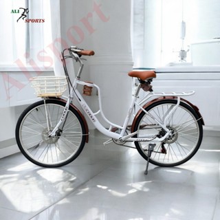 xe đạp nữ mini coolki Kiểu Dáng Thời Trang Vành 24,26inh Bộ Đề 7 Cấp + giỏ xe