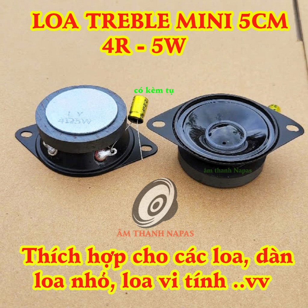 LOA TREBLE MINI 5CM NÚM ĐEN - CÓ KÈM TỤ - TRÉP VI TÍNH - LOA TÉP 5CM