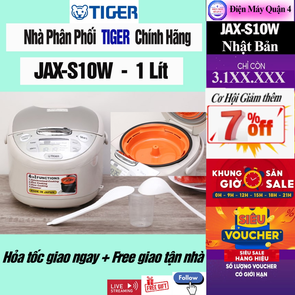 JAX-S10W -- Nồi cơm điện tử Tiger JAX-S10W 1 lít, cam kết chính hãng, mới 100%, giao ngay