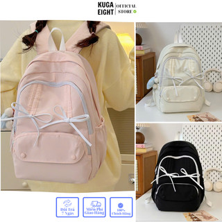 Balo Nam Nữ Phối Nơ 2 Dây Chất Canvas Hàng Đẹp Cao Cấp-Cặp Sách Nam Nữ Đựng Đồ Nhiều Ngăn Form Rộng Đựng Vừa Laptop 15.6