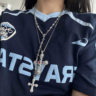 Vòng cổ chữ thập CAO CẤP vàng / bạc dây hoa văn cứng cáp khoen tròn điều chỉnh kích cỡ dài ngắn style âu mỹ cá tính