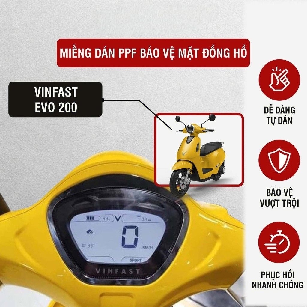 Miếng dán PPF bảo vệ mặt đồng hồ xe Vinfast Evo 200, Vin Feliz, Vero/ Vero X.-Tặng dụng cụ dán