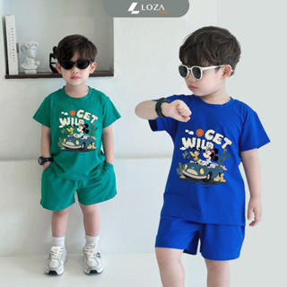 Bộ đồ cho bé trai Mickey hè 2025 - Quần áo trẻ em nam size từ 15-40kg-  Loza Kids SB380 