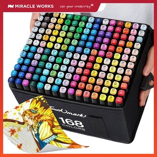  MW Bút Màu Dạ Marker 2 Đầu Chuyên Nghiệp Kèm Túi Vải Vẽ Tranh Viết Calligraphy 60 80 100 120 168 204 262 Màu Đậm 