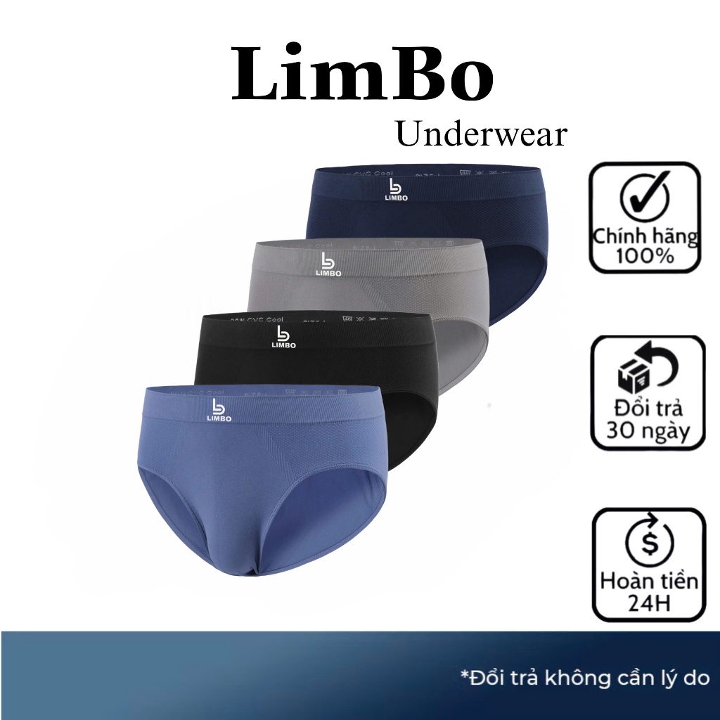 Combo 3 Quần Sịp Tam giác chất Dệt Kim Siêu Thấm Hút Co Giãn Đàn Hồi Cao LimBo
