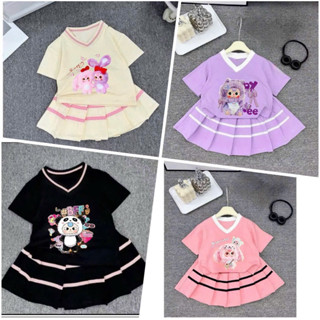 combo set váy xếp ly có quần hình baby three cho bé từ 9-45kg(H2)