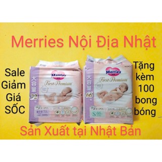 [XẢ KHO] Tã Dán Merries First Premium Size NB72/S66/M52 Giá Tốt