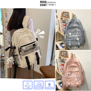 Balo Nam Nữ Có Ngăn Lưới Kèm Móc Khoá Gấu Chất Canvas Cao Cấp-Cặp Sách Thể Thao Form Rộng Đựng Vừa Laptop 15.6