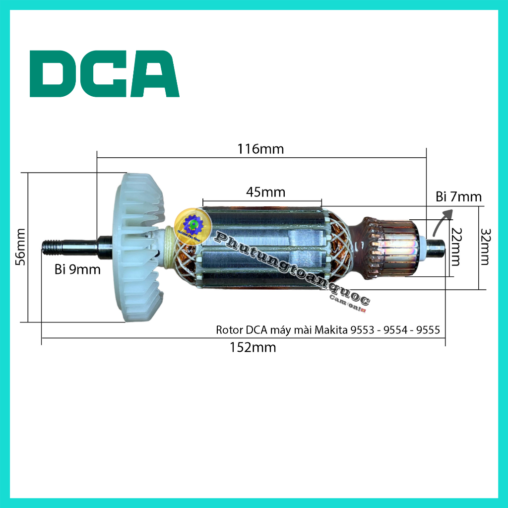 Rotor (DCA) Máy Mài Góc Makita 9553HN, 9553B, 9553NB, 9554NB Hoặc Các Máy TQ Cùng Thông Số (100% Dây