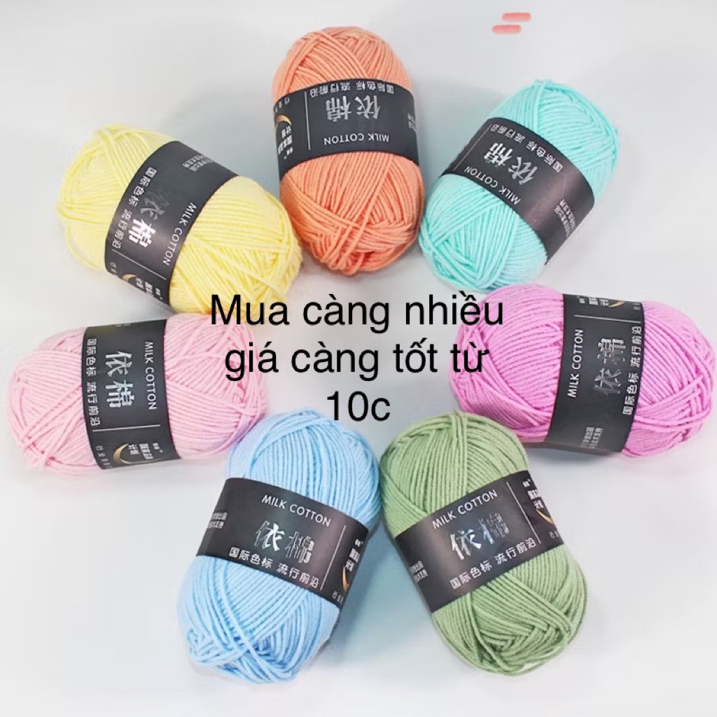 Len Milk cotton MÁC ĐEN 50gr(bảng màu từ 41-86)