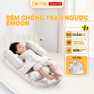 Gối chống trào ngược cho bé Emoon cao cấp có gối chặn kèm đai cố định giúp bảo vệ cột sống cho bé