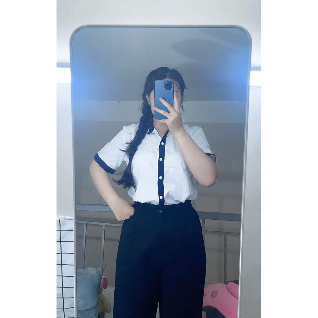 ( MV02) ÁO SƠ MI NỮ TAY NGẮN VIỀN( có BIGSIZE)