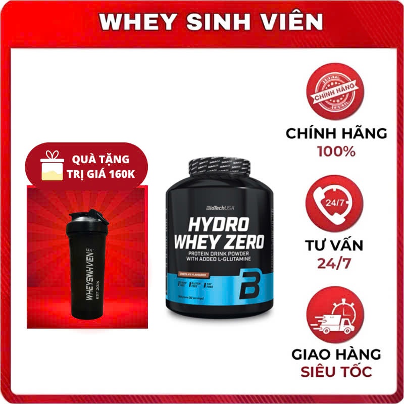 [Ảnh thật] [Chính hãng] Sữa Tăng Cơ Giảm Mỡ BioTechUSA Hydro Whey Zero, 4 Lbs (1,816 Kg)tại WheySinh