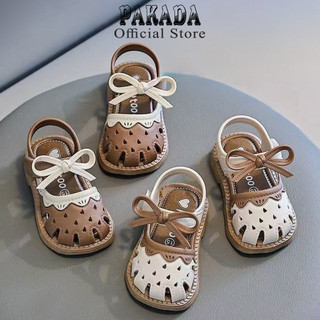   Form To  Dép Lê Có Quai Hậu Cho Bé Gái _ Đế Mềm Nơ Nâu Trắng Dép Sandal Trẻ Em Siêu Xinh 