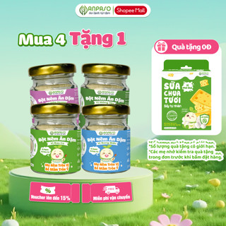 [MUA 4 TẶNG QUÀ ] Combo 4 Bột Nêm Ăn Dặm Cho Bé: Vị Rau Củ, Nấm Hương, Rong Biển, Măng Tây 60g