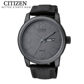 Đồng hồ nam citizen eco-drive dây vải nato bm8475-00f - mặt xám
