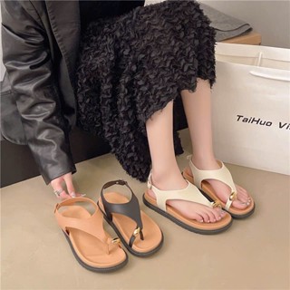 Dép Sandal nữ xỏ ngón đế bệt phối quai chéo, Dép quai hậu nữ có khuy cài sang chảnh  Mã 146