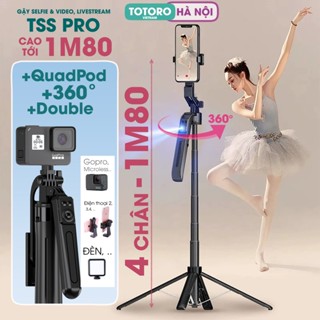 Gậy chụp ảnh 4 chân Tripod điện thoại TSS PRO 1M80 Cây chụp hình Selfie cầm tay 3 chân Quadpod - Quay Video - Livestream